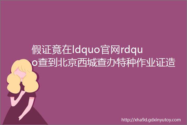 假证竟在ldquo官网rdquo查到北京西城查办特种作业证造假大案
